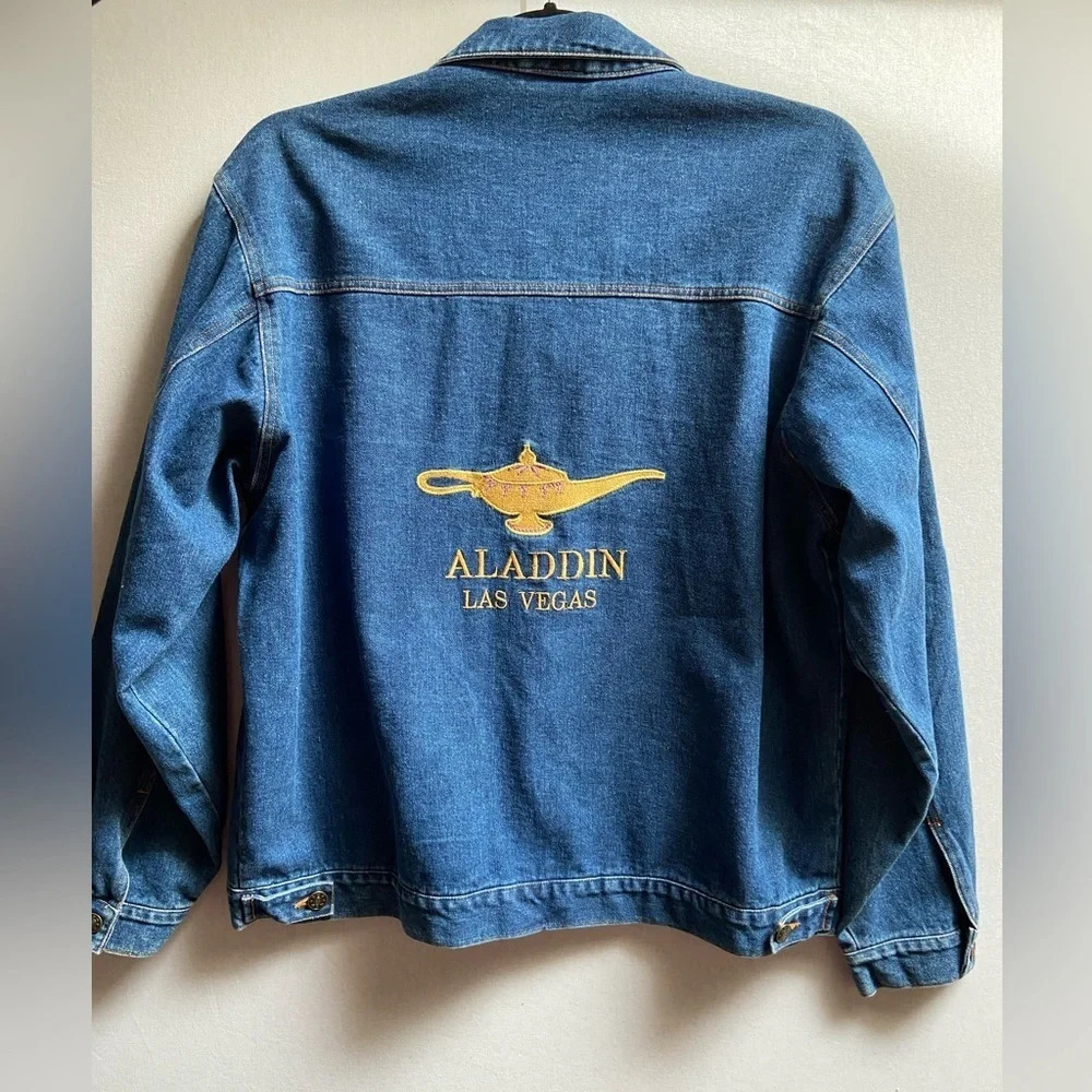 Vintage Aladdin Casino Las Vegas Embroidered Denim Jean Jacket XL Unisex